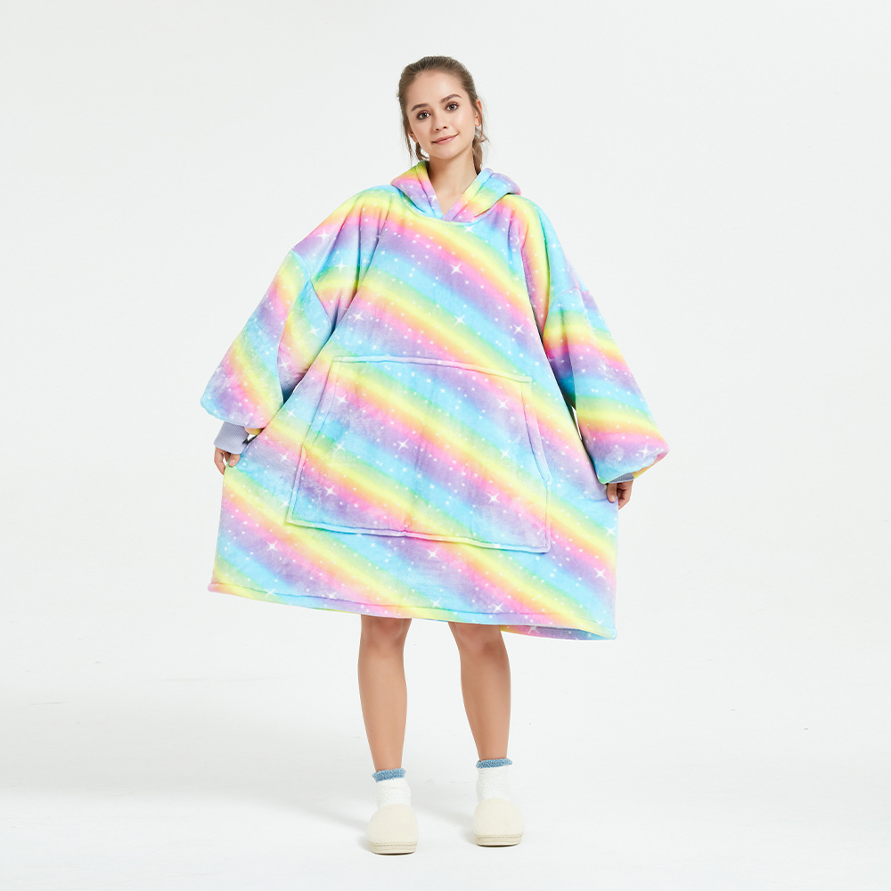 Double layered TV lazy blanket hooded cover懒人毯子连帽套头