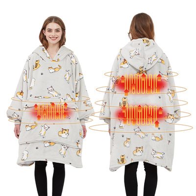 USB carbon fiber electric heating hooded lazy blanket懒人毯