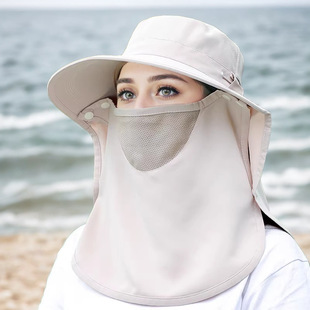 Summer sun hat, women's UV resistant shawl hat渔夫帽可折叠