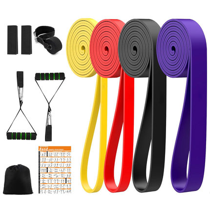 11pcs fitness elastic band pull up resistance band set弹力带
