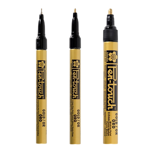 日本进口樱花金色签字笔商务高档签名笔水笔不掉色软头粗头粗字粗笔明星0.7/1.0/2.0mm 结婚签到衣服球衣专用