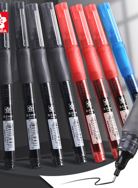 日本SAKURA樱花直液式走珠笔黑色红色蓝色中性笔学生专用签字笔水笔高颜值速干考试笔水性笔学习文具办公用品