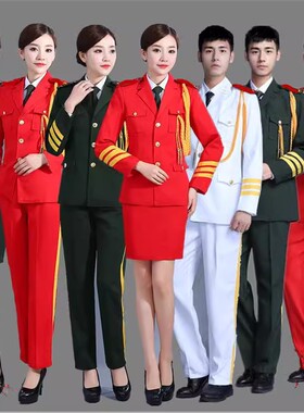 男女打鼓合唱团大气仪仗队军乐队服演出服护卫队礼服学生升旗手服