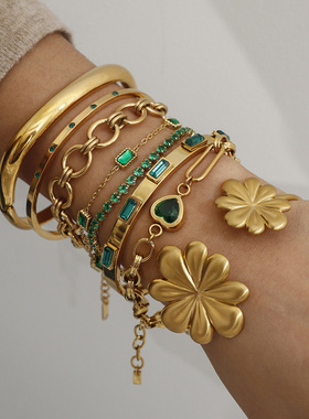 欧美不锈钢锆石爱心手链轻奢高级