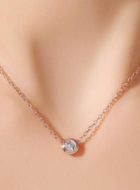 抖音爆款简约经典款锆石单钻项链钛钢项链女个性锁骨链饰品