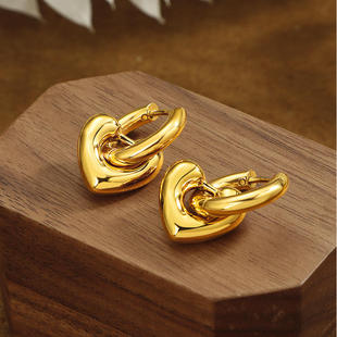法式 气质百搭耳环 复古爱心耳环钛钢高级感轻奢网红甜美精致两戴款