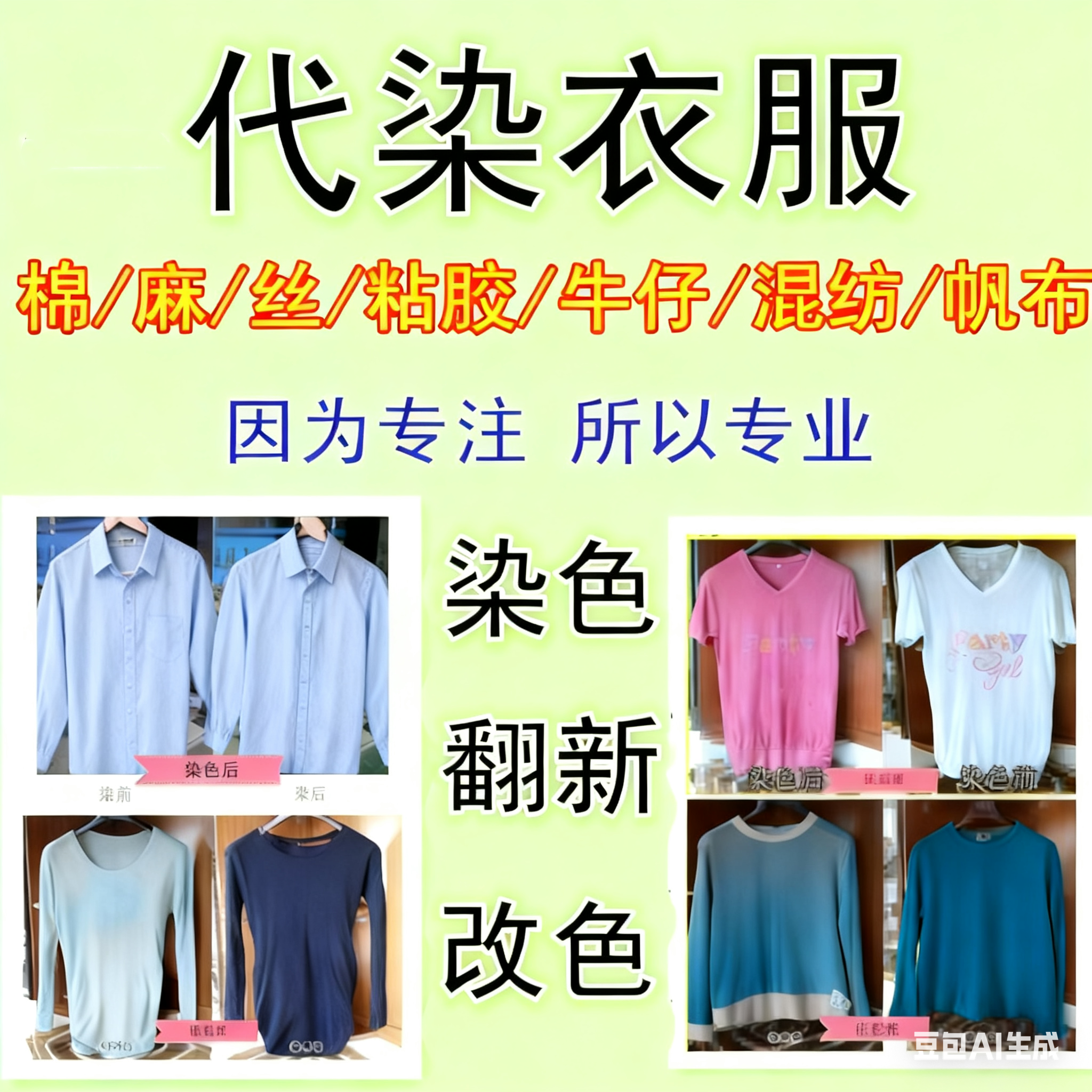专业衣服代染色店84修复漂白还原环保羊毛改色黑色旧衣翻新不褪色