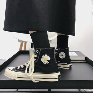 2020年春季小雏菊高帮帆布鞋女2019新款潮鞋韩版ulzzang百搭板鞋