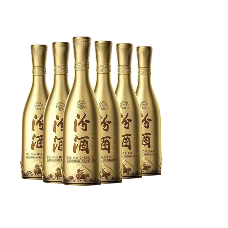 汾酒山西杏花村牧童水晶汾玻汾口粮酒60度清香型白酒475mL×6瓶
