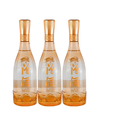 汾酒山西杏花村牧童水晶汾玻汾口粮酒42度清香型白酒475mL×3瓶