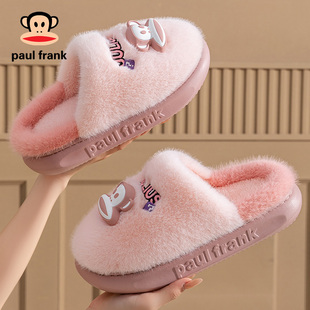 大嘴猴棉拖鞋女款秋冬毛绒可爱减龄加绒保暖月子鞋秋情侣家居拖鞋