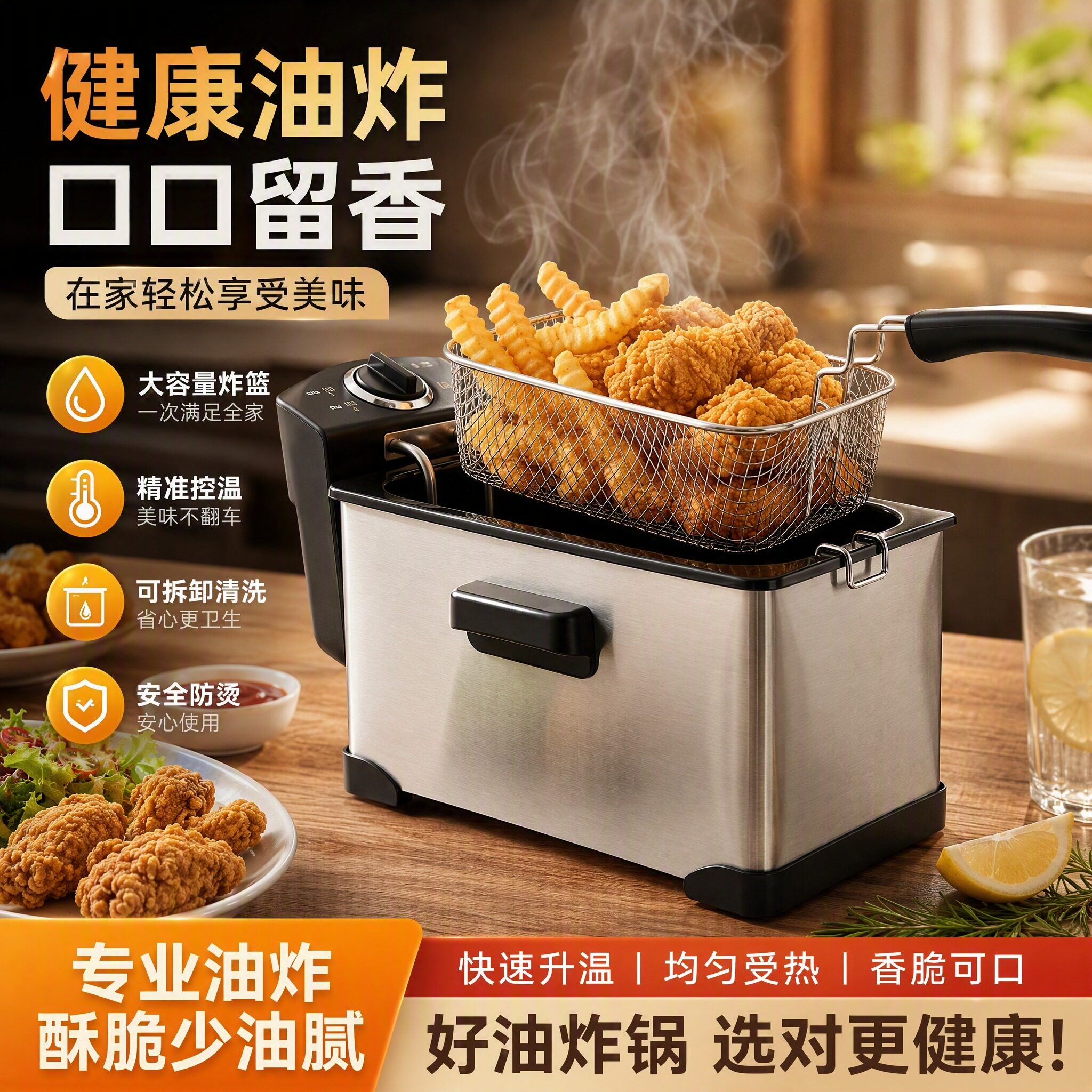 艾格丽商用家用多功能大容量炸锅图片
