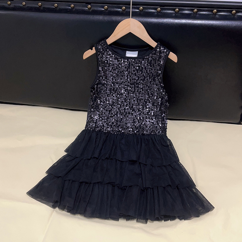 女童舞台亮片蛋糕礼服裙主持人洋气公主裙子走秀儿童表演服连衣裙