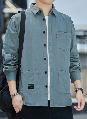 男士好衣郎精品男装工装男人商贸部江烟男装长袖纯棉衬衫外套