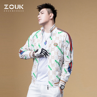 字母满花夹克外套男高级感痞帅春季 高端2022新款 ZOUK欧货潮牌男装