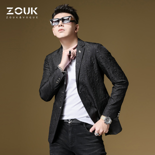 ZOUK男士 外套单西男褶皱肌理感休闲西服轻奢男装 2023新款 春秋 西装