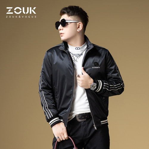 ZOUK欧货潮牌男装2024新款字母刺绣立领夹克男高级感休闲外套秋季