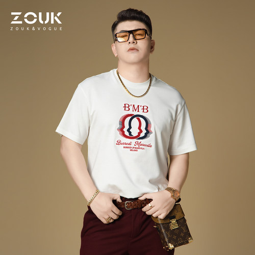 ZOUK男士t恤美式复古字母刺绣潮牌宽松短袖男款2026新款夏季上衣
