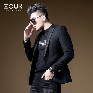 帅气西服 男2021年新款 ZOUK烫钻条纹高级感炸街男装 轻熟风休闲西装