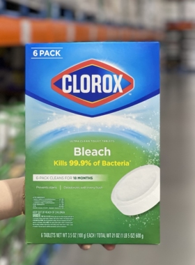 costco代购CLOROX高乐氏马桶漂白清洁剂自动洁厕块除臭100g*6