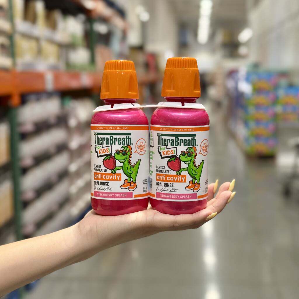 Costco代购凯斯博士儿童漱口水296ml*2口腔护理液草莓味防蛀便携