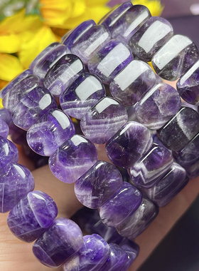 天然梦幻紫手排女单圈薰衣草色紫晶手串转运珠民族风时尚饰品