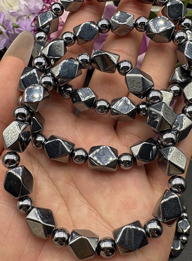 灯箱实拍天然太赫兹八角珠手链单圈太赫磁手串饰品送女长辈可融冰