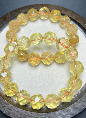 天然黄水晶切面手链 女款单圈黄水晶抛光刻面手串简单饰品礼物