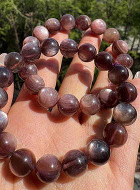 一般品质 天然紫锂云母手链 男女单圈锂云母猫眼水晶手串饰品礼物