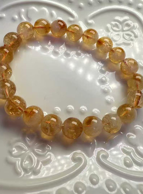 木与海天然黄塔晶手链女款带白棉