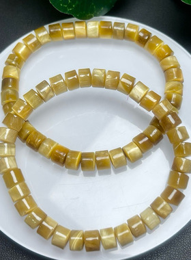 天然黄金虎眼直切手链男女款金虎眼木变石虎晴石手串水晶饰品礼物