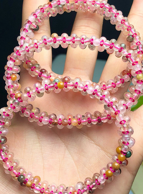 天然彩发晶手排手工编织手串发晶钛晶水晶饰品送女朋友礼物