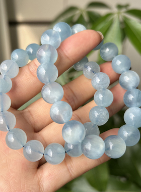 天然蓝天白云蓝海蓝宝手链蓝水晶手串光泽饰品情侣节日礼物