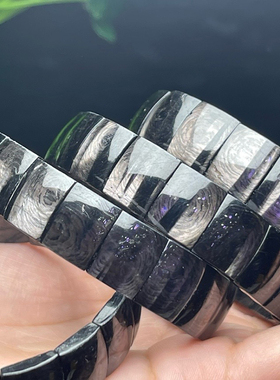 天然金运石手排 男女黑银线水晶单圈手串饰品