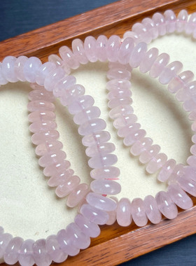 天然粉晶盘珠手链 女款单圈粉水晶算盘珠手串饰品礼物