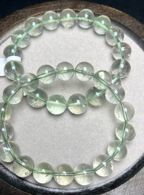 天然绿水晶手链女款单圈手链绿色水晶圆珠手串时尚饰品礼物