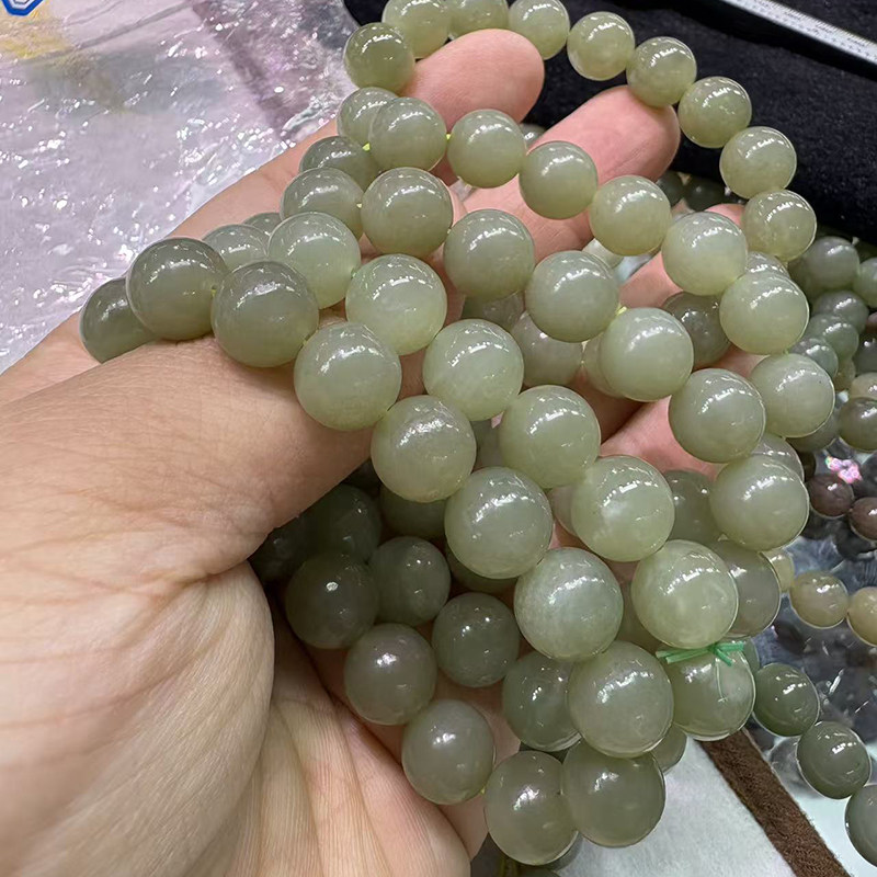 木与海天然和田玉圆珠手链