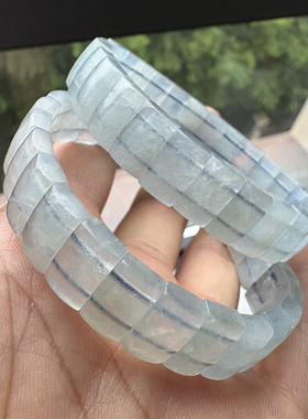 老货天然海蓝宝手排女款浅白蓝水晶手串饰品情侣节日礼物