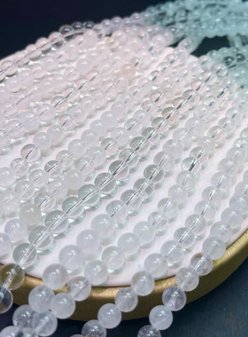 天然冰种雪花幽灵女款多圈手链 奶油白色幽灵水晶三圈手串