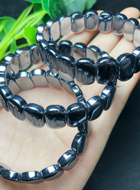 天然太赫兹手排女款能量石多晶硅钛赫兹手牌抛光融冰手串饰品