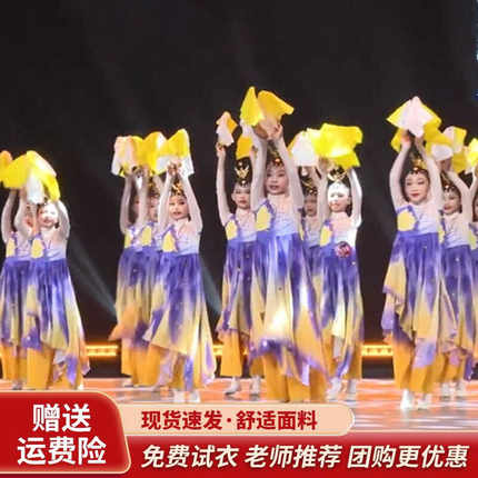 元旦儿童古典舞十八焕蝶扇子舞女童演出服飘逸中国舞梦蝶飞表演服