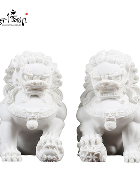 新中式风砂岩石狮子茶几软装饰品