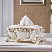 家用茶几纸抽盒 简约创意木质复古 欧式 纸巾盒树脂桌面抽纸盒客厅