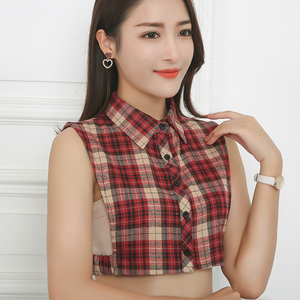 秋冬新款加厚磨毛格子假领子女士多功能百搭假领衬衣领装饰衬衫领