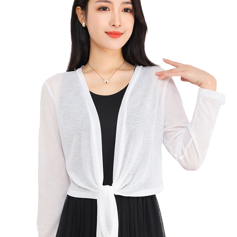 2024春夏防晒衣女薄款短外套配吊带裙子披肩外搭开衫长袖网纱上衣