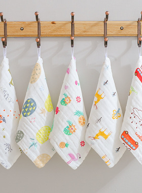 六层高密纯棉婴儿纱布柔软吸水洗脸巾儿童宝宝方巾毛巾口水巾手帕