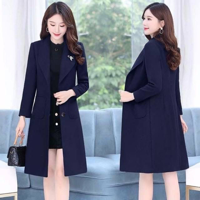 毛呢外套女春秋中长款呢子小个子中年妈妈高级感修身加厚大衣质感