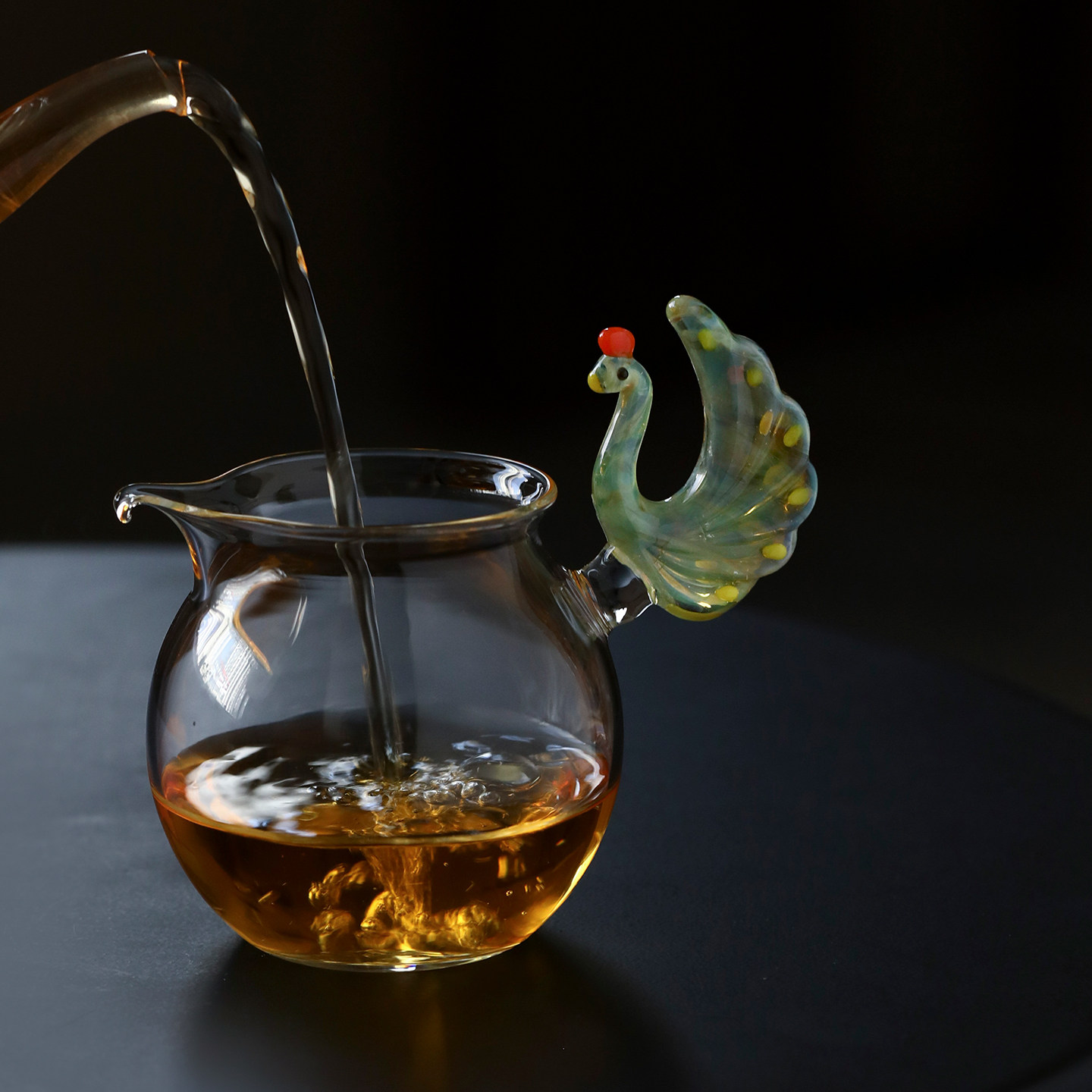 创意孔雀玻璃公道杯分茶器