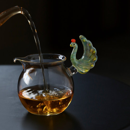 创意孔雀玻璃公道杯分茶器