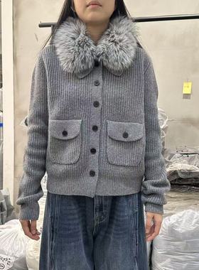 愛情的模漾  韓國代購 AB001（helder）毛領口袋針織外套